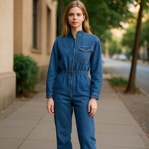 Vintage Yves St Marc Denim Blue Jumpsuit